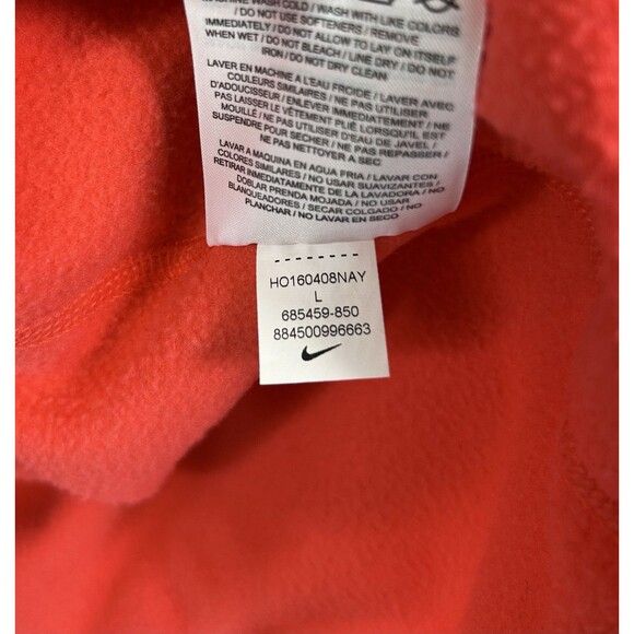 Nike Hoodie Women's Large Coral Red Dri Fit Fleece Training Swoosh Sweatshirt - Picture 11 of 11